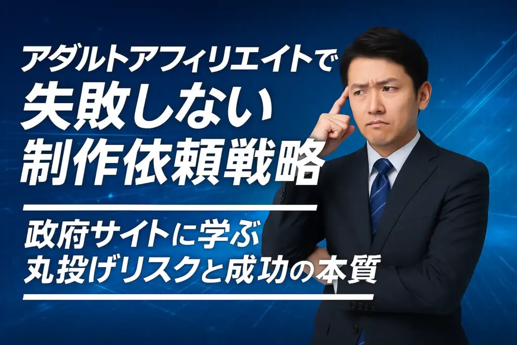 アダルトアフィリエイトで失敗しない制作依頼戦略|政府サイトに学ぶ丸投げリスクと成功の本質